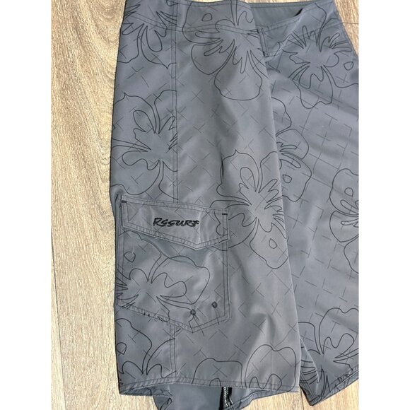 RS Surf Swim Trunks Men's 34 Gray Hawaiian Floral Surf Bathing Suit Beach - Picture 3 of 8